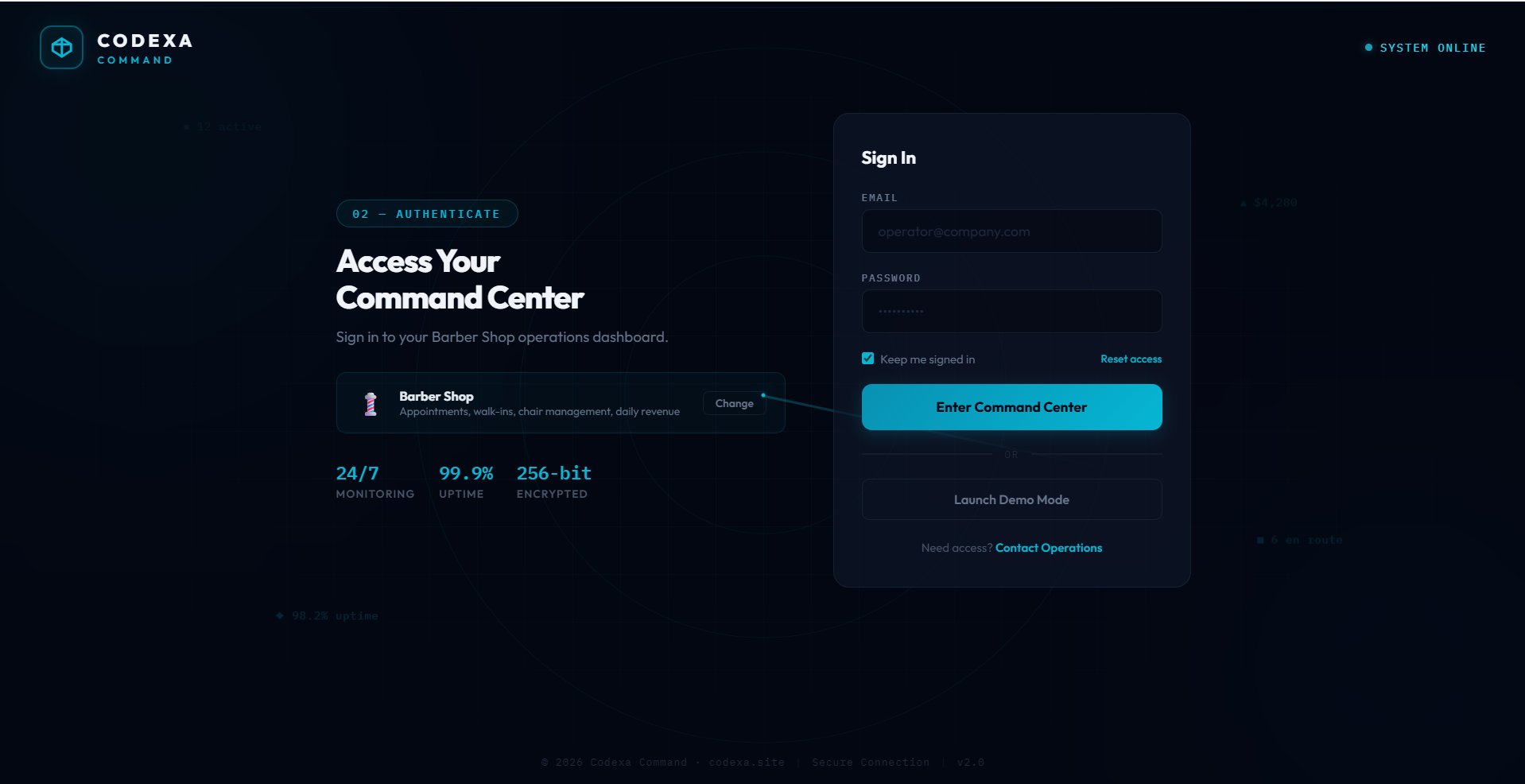 Codexa Command - Secure Login
